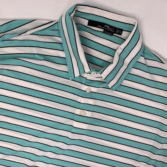 Ralph Lauren RLX Men's XL Green Stripe‎ Polyester Blend Short Sleeve Polo Shirt - Picture 1 of 4